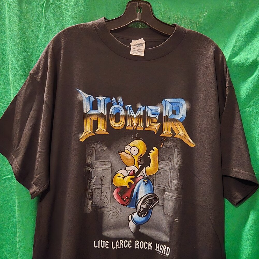 Homer Simpson XL Large Rock Hard Black AC/DC The Simpsons NEW. NEVER WORN.
